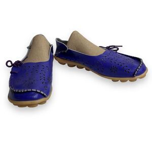 VenusCelia Purple Leather Cutout Loafer Moccasin Comfort Flat Women EU 40 US 9.5